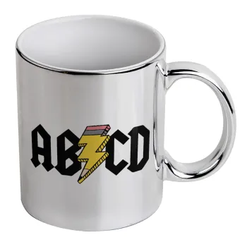 ABCD, Mug ceramic, silver mirror, 330ml