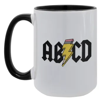 ABCD, Κούπα Mega 15oz, κεραμική Μαύρη, 450ml