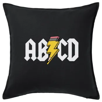 ABCD, Μαξιλάρι καναπέ Μαύρο 100% βαμβάκι, περιέχεται το γέμισμα (50x50cm)