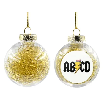 ABCD, Στολίδι Χριστουγεννιάτικη μπάλα δένδρου διάφανη με χρυσό γέμισμα 8cm