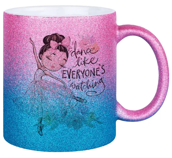 Dance Like everyone's watching — Κούπα Χρυσή/Μπλε Glitter, κεραμική, 330ml