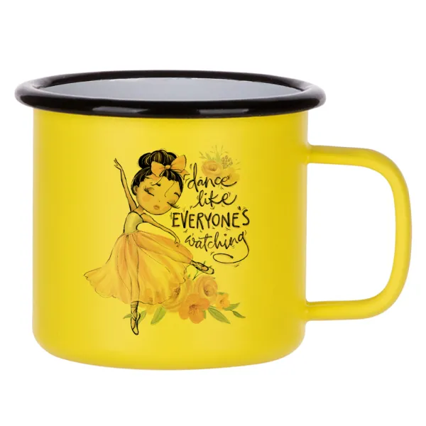 Dance Like everyone's watching — Κούπα Μεταλλική εμαγιέ ΜΑΤ Κίτρινη 360ml