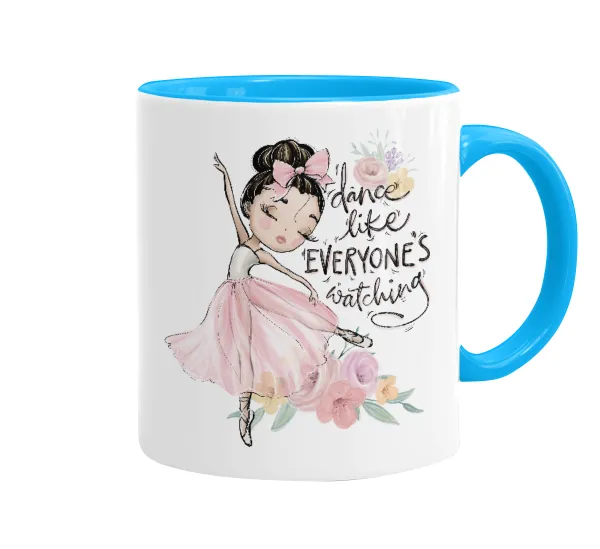 Dance Like everyone's watching — Κούπα χρωματιστή γαλάζια, κεραμική, 330ml