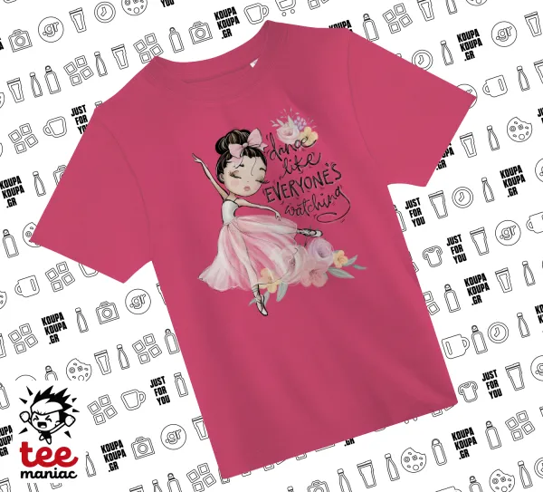 Dance Like everyone's watching — ΡΟΖ παιδικό T-Shirt από 100% βαμβάκι, για κάθε μέρα. Vegan & OEKO-TEX πιστοποιημένο.