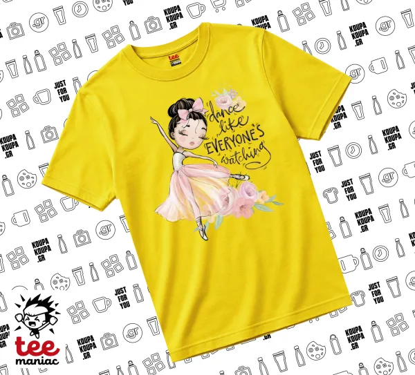 Dance Like everyone's watching — Κίτρινο Άνετο παιδικό T-Shirt από 100% βαμβάκι, για κάθε μέρα. Vegan & OEKO-TEX πιστοποιημένο.
