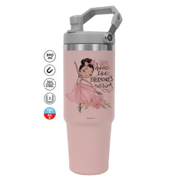 Dance Like everyone's watching, Pink color, 890ml (30oz) stainless Steel Tumbler with Handle