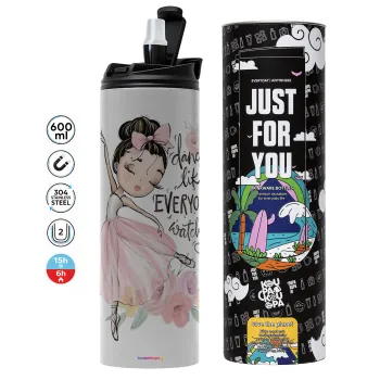 Dance Like everyone's watching, Tumbler stainless steel GREY 600ml