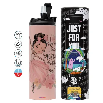 Dance Like everyone's watching, Tumbler stainless steel PINK 600ml