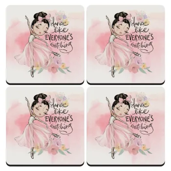Dance Like everyone's watching, ΣΕΤ 4 Σουβέρ ξύλινα τετράγωνα (9cm)
