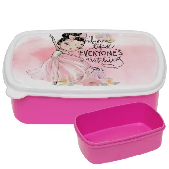 Dance Like everyone's watching, ΡΟΖ παιδικό δοχείο φαγητού (lunchbox) πλαστικό (BPA-FREE) Lunch Βox M18 x Π13 x Υ6cm