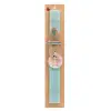 Easter Set, wooden keychain & aromatic flat Easter candle (30cm) (TURQUOISE)