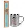 Easter Set, metallic thermal cup (300ml) & aromatic flat Easter candle (30cm) (TURQUOISE)