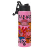 Metallic water bottle with safety lid, 850ml aluminum