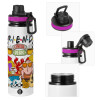 Metallic water bottle with safety lid, 850ml aluminum