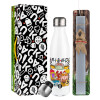 Easter candle, metallic white thermos bottle (500ml) & aromatic flat candle (30cm) (GRAY)