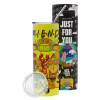 Neon Yellow Travel Tumbler, with metal straw (Stainless steel 304 Food grade, BPA free, 600ml)