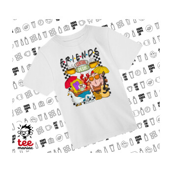 Τα φιλαράκια, Άνετο παιδικό T-Shirt ΛΕΥΚΟ από 100% βαμβάκι, για κάθε μέρα. Vegan & OEKO-TEX πιστοποιημένο.