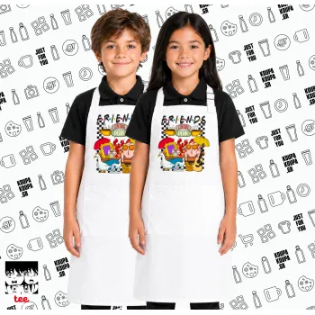 Τα φιλαράκια, Λευκή ΠΑΙΔΙΚΗ Ποδιά μακριά Σεφ ολόσωμη με τσέπες