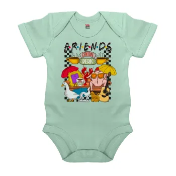 Τα φιλαράκια, Βρεφικό φορμάκι μωρού, 0-18 μηνών, mint (Μέντα), 100% Organic Cotton, κοντομάνικο