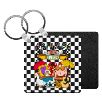 Friends, Μπρελόκ Δερματίνη, τετράγωνο ΜΑΥΡΟ (5x5cm)