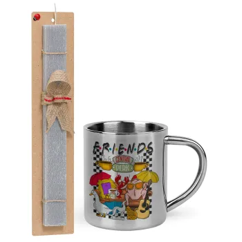 Friends, Easter Set, metallic thermal cup (300ml) & Easter aromatic flat candle (30cm) (GRAY)