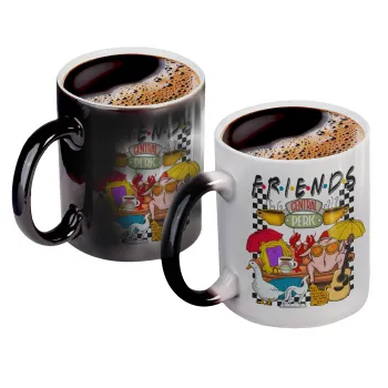 Friends, Color changing magic Mug, ceramic, 330ml when adding hot liquid inside, the black colour desappears (1 pcs)