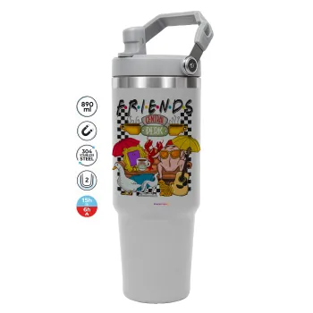 Friends, GREY color, 890ml (30oz) stainless Steel Tumbler with Handle