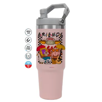 Friends, Pink color, 890ml (30oz) stainless Steel Tumbler with Handle