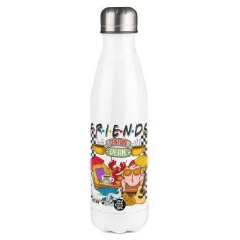 Τα φιλαράκια, Μεταλλικό παγούρι θερμός Λευκό (Stainless steel), διπλού τοιχώματος, 500ml