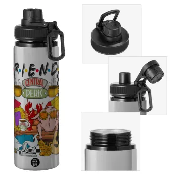 Friends, Metallic water bottle with safety cap, 850ml aluminum