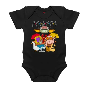 Τα φιλαράκια, Βρεφικό φορμάκι μωρού, 0-18 μηνών, ΜΑΥΡΟ, 100% Organic Cotton, κοντομάνικο