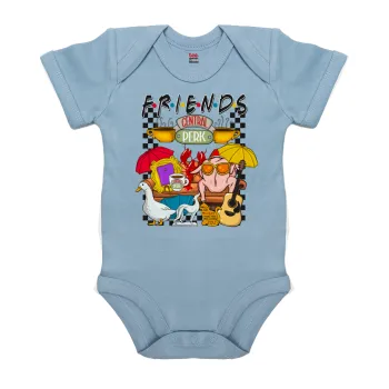 Τα φιλαράκια, Βρεφικό φορμάκι μωρού, 0-18 μηνών, Μπλε, 100% Organic Cotton, κοντομάνικο