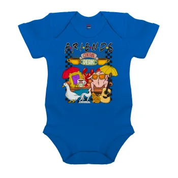 Τα φιλαράκια, Βρεφικό φορμάκι μωρού, Μπλε Κοβαλτίου, 100% Organic Cotton, κοντομάνικο