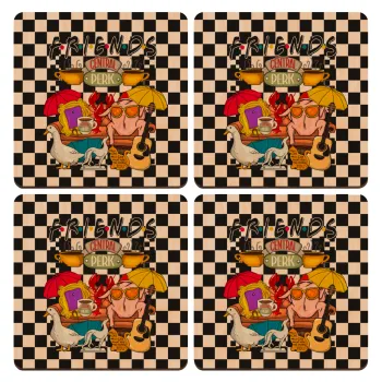 Τα φιλαράκια, ΣΕΤ x4 Σουβέρ ξύλινα τετράγωνα plywood (9cm)