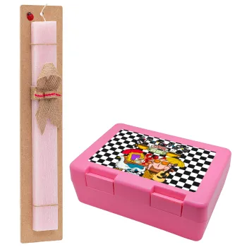 Friends, Easter Set, children's snack container PINK & scented flat Easter candle (30cm) (PINK)
