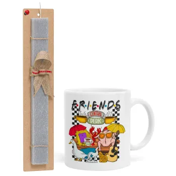 Friends, Easter Set, Ceramic Cup (330ml) & Easter aromatic flat candle (30cm) (GRAY)