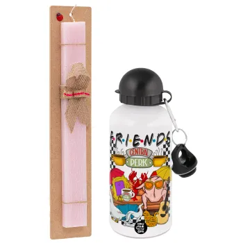 Friends, Easter Set, metallic aluminum bottle (500ml) & aromatic flat Easter candle (30cm) (PINK)