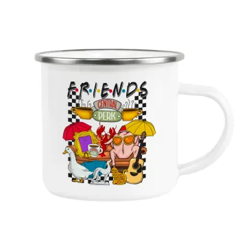 Friends, Metallic enamel cup white 360ml