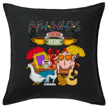 Τα φιλαράκια, Μαξιλάρι καναπέ Μαύρο 100% βαμβάκι, περιέχεται το γέμισμα (50x50cm)