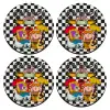 SET of 4 round wooden coasters (9cm)