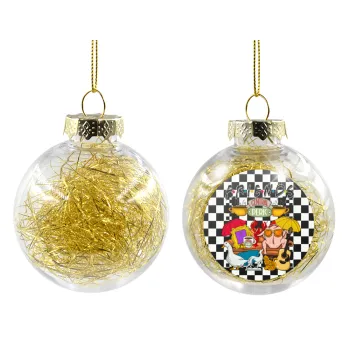 Friends, Transparent Christmas tree ball ornament with gold filling 8cm