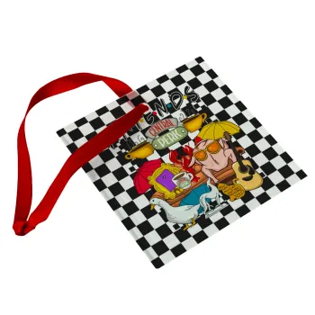 Friends, Christmas ornament, glass square ornament 9x9cm