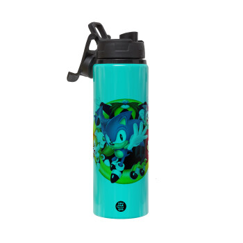 Sonic and friends, Metallic water bottle with safety lid, 850ml aluminum