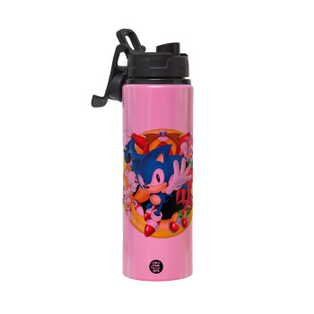 Sonic and friends, Metallic water bottle with safety lid, 850ml aluminum