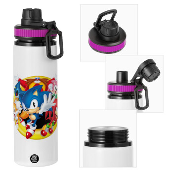 Sonic and friends, Metallic water bottle with safety lid, 850ml aluminum