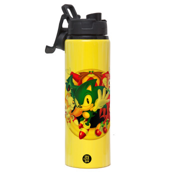 Sonic and friends, Metallic water bottle with safety lid, 850ml aluminum