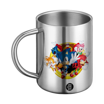 Sonic and friends, Ανοξείδωτη Μεταλλική Κούπα 450ml - Διπλού Τοιχώματος