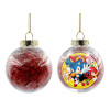 Transparent Christmas tree ball ornament with red filling 8cm