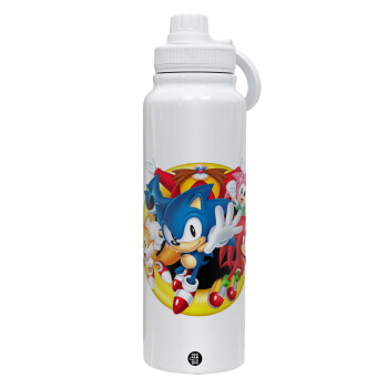 Sonic and friends, Θερμός 1L Ανοξείδωτο με Βάση Κινητού & Διπλά Τοιχώματα