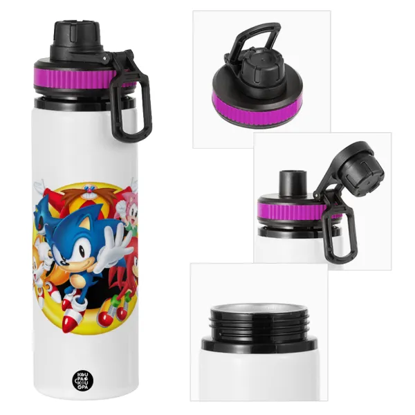 Sonic and friends — Μεταλλικό παγούρι νερού με καπάκι ασφαλείας, αλουμινίου 850ml